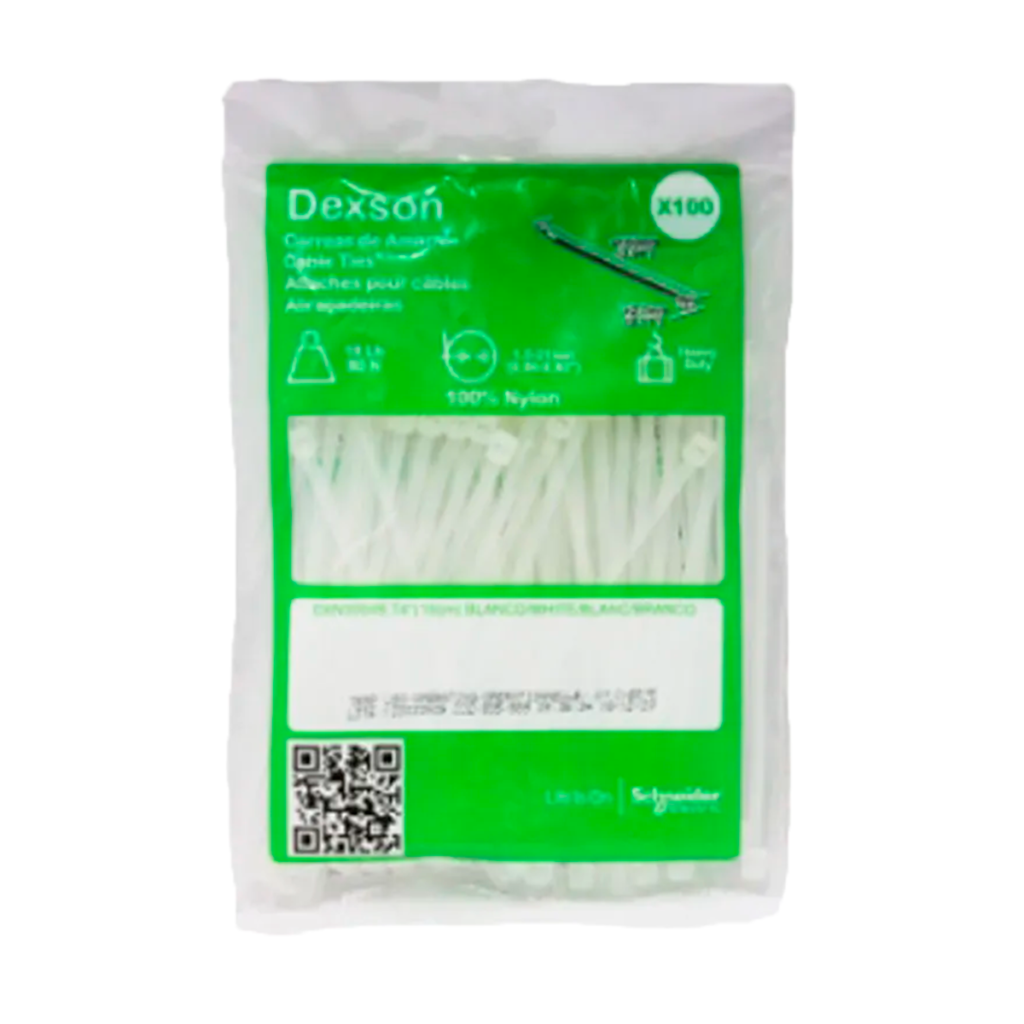 Amarras plasticas 10cts blanca (funda 100u)