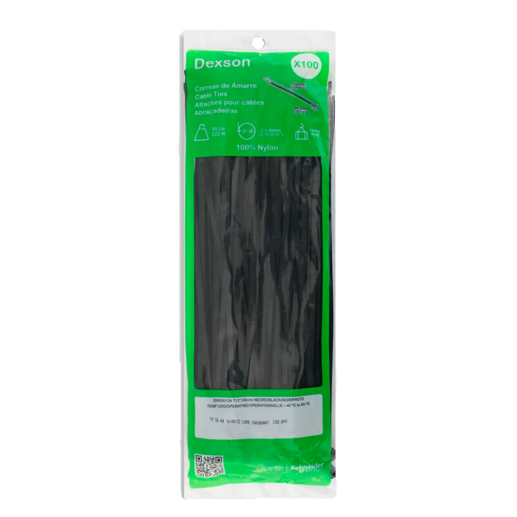Amarras plasticas 30cts NEGRA (funda 100u)