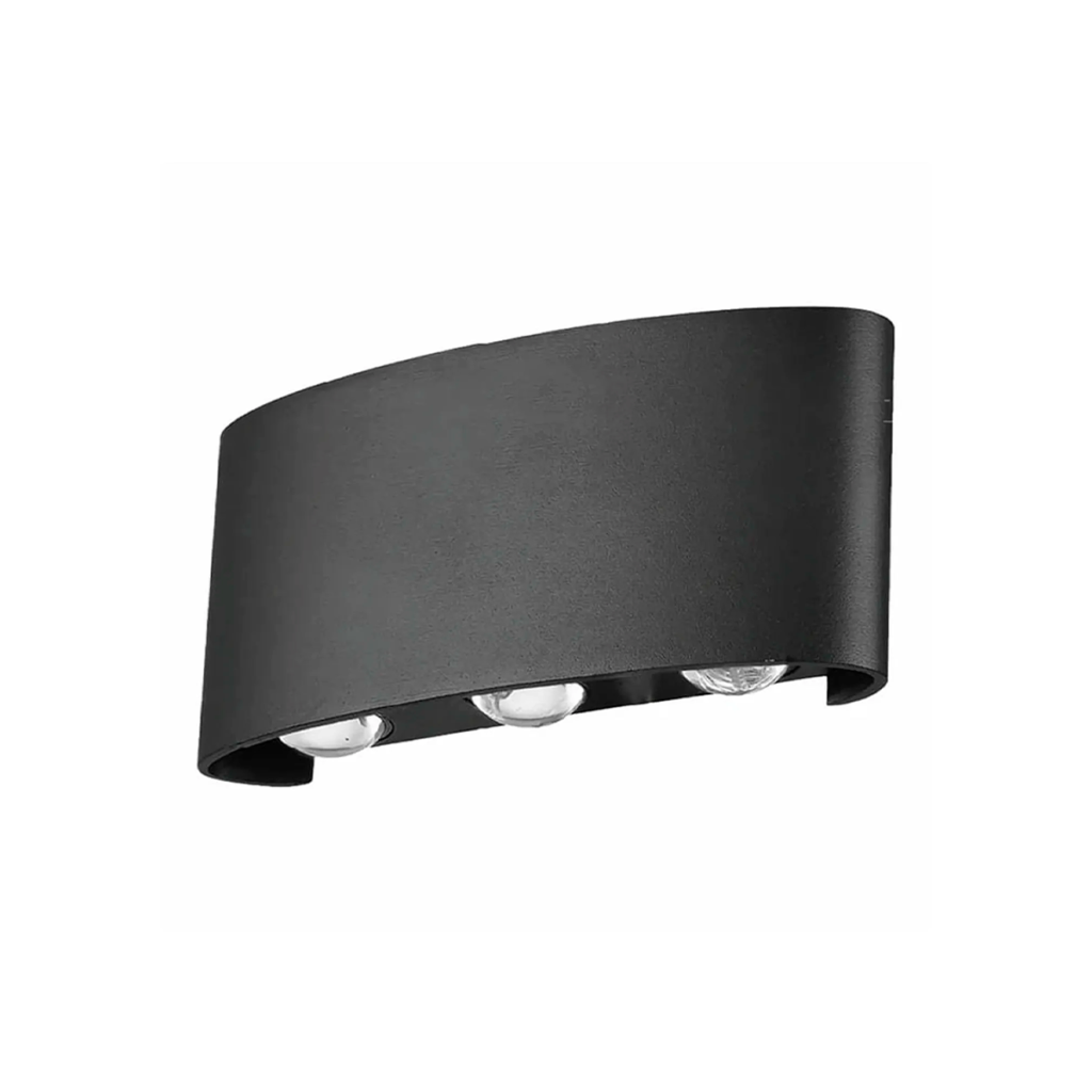Aplique pared negro oval 3 foco led 6w