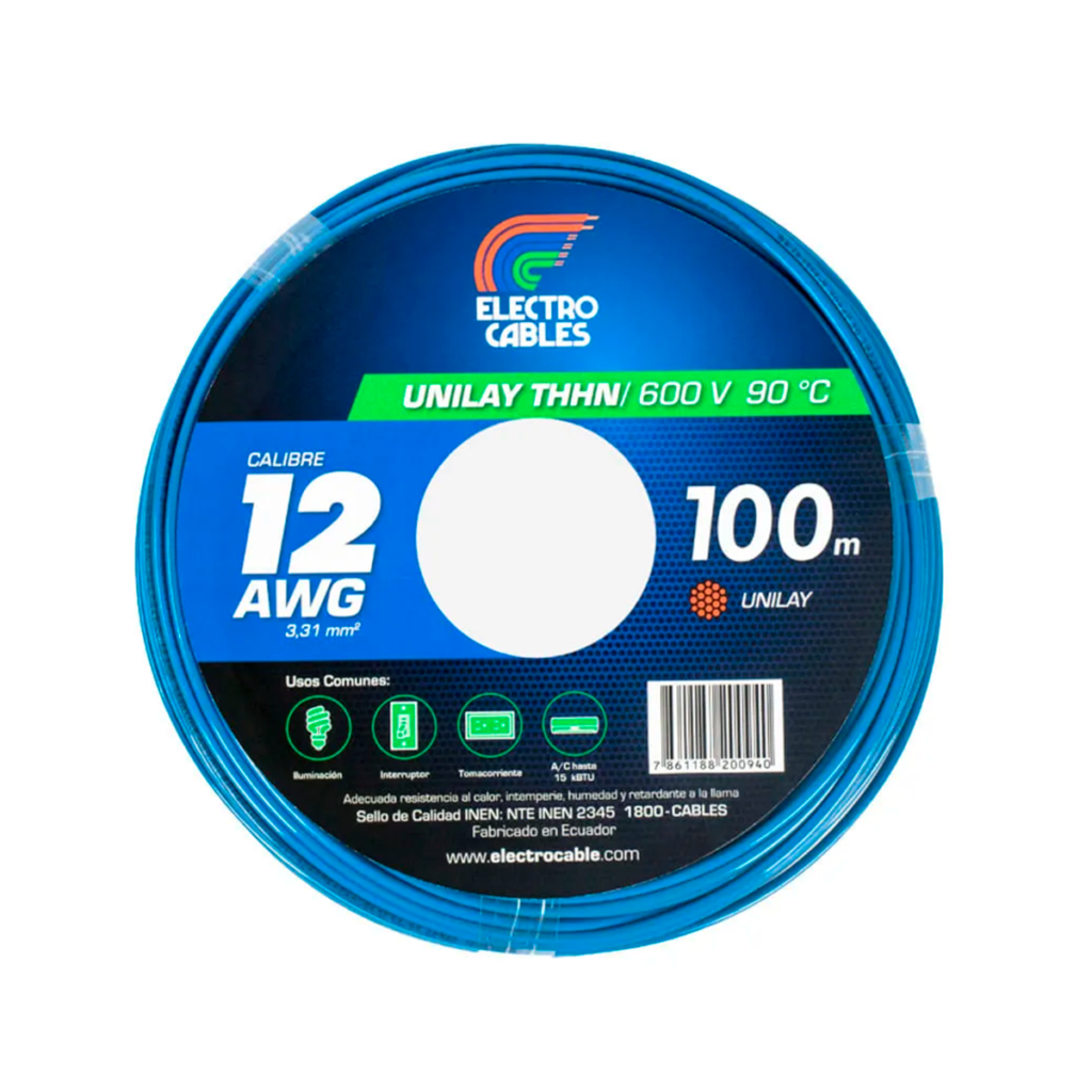 MTS Cable #12 flexible THHN azul ELECTROCABLE