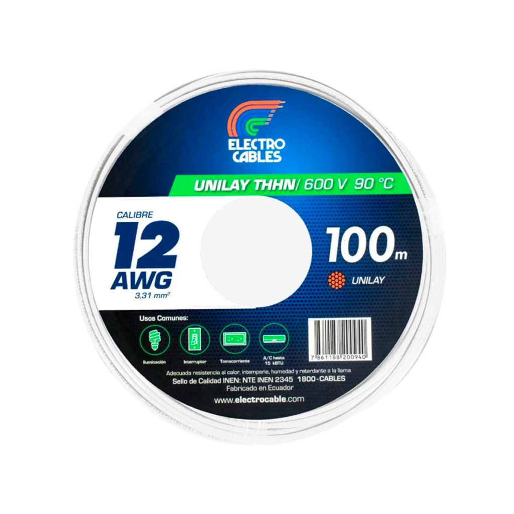 MTS Cable #12 flexible THHN blanco ELECTROCABLE