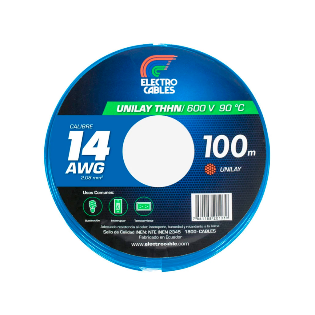 MTS Cable #14 flexible THHN azul ELECTROCABLE