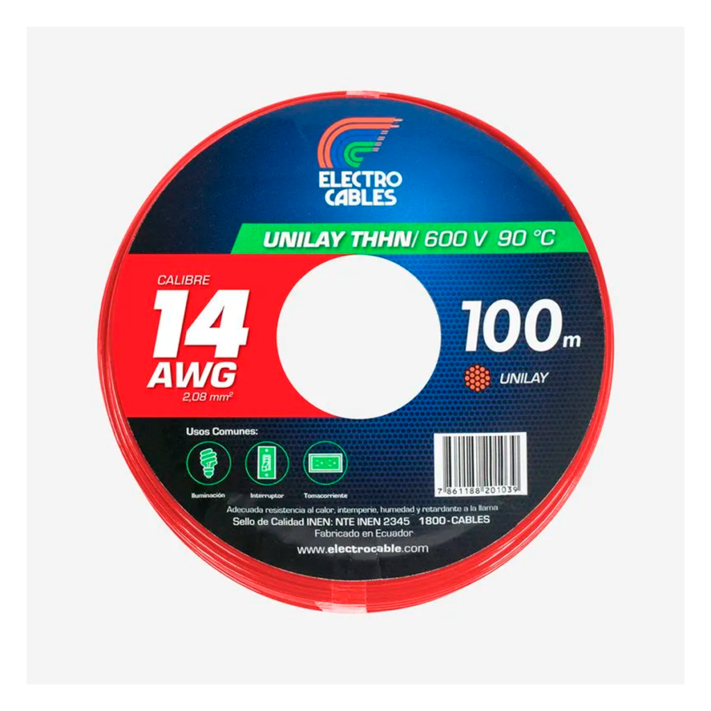 MTS Cable #14 flexible THHN rojo ELECTROCABLE