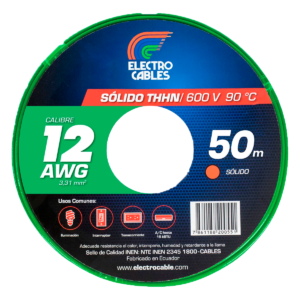MTS Cable #12 solido THHN verde ELECTROCABLE