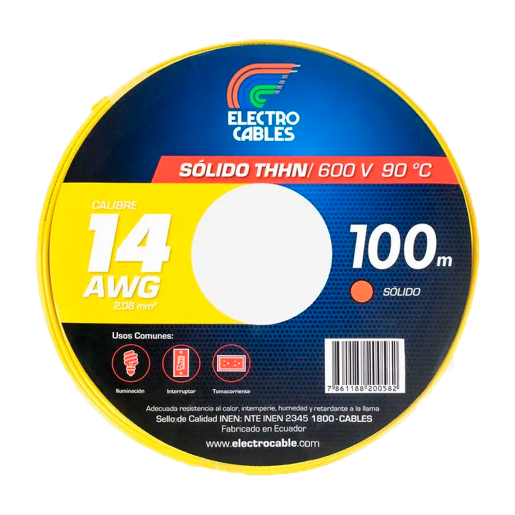 MTS Cable #14 solido THHN amarillo ELECTROCABLE