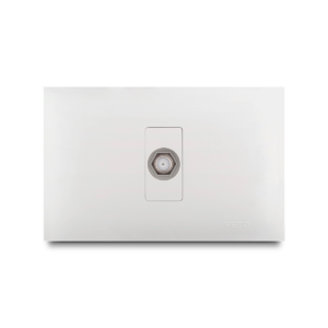 Toma jack RG6 coaxial simple veto vive Blanco