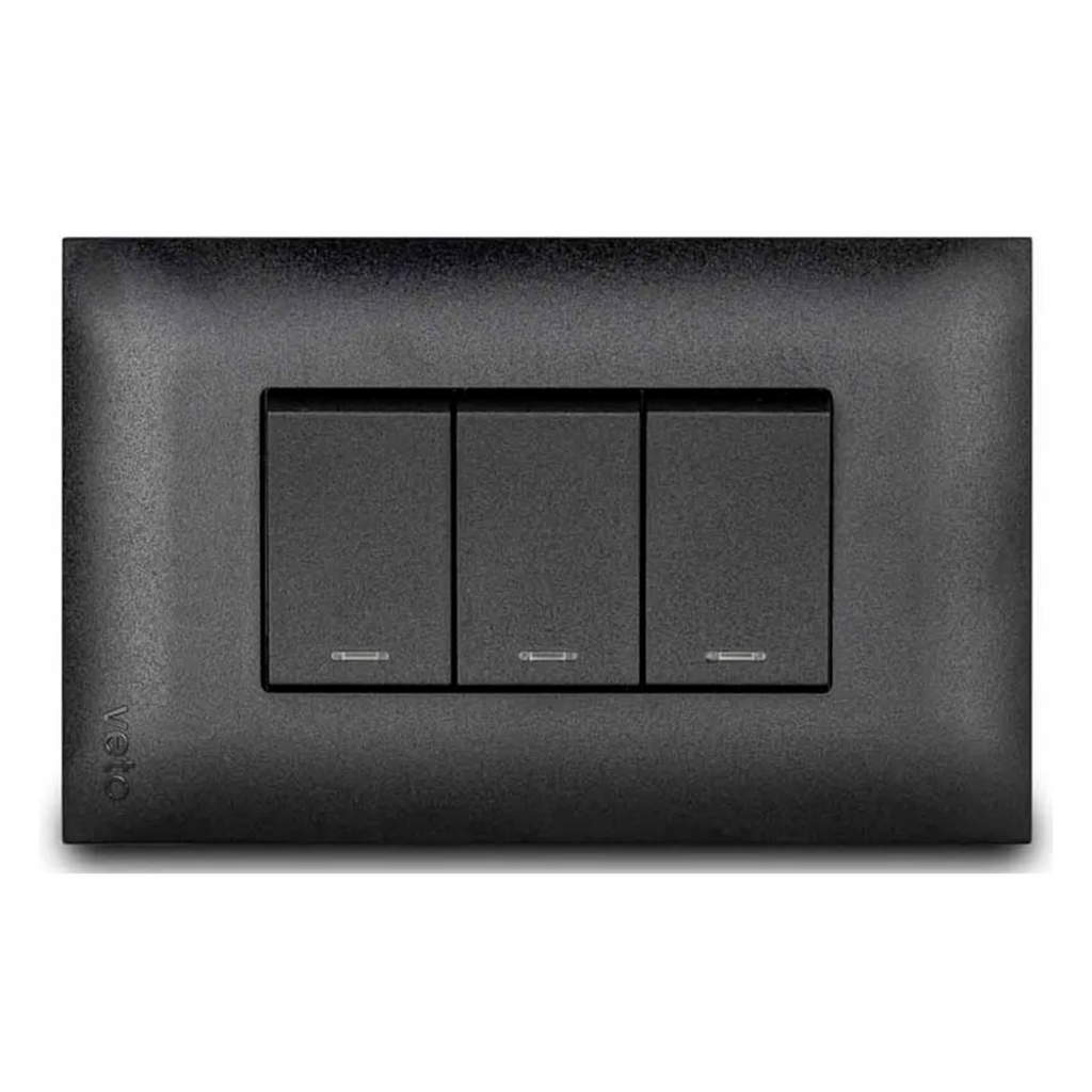 Interruptor triple VETO VIVE negro