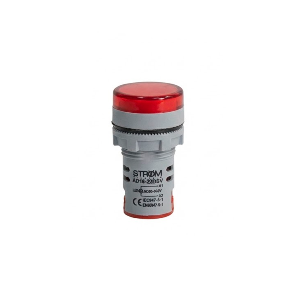 Luz piloto led rojo con voltimetro 22mm
