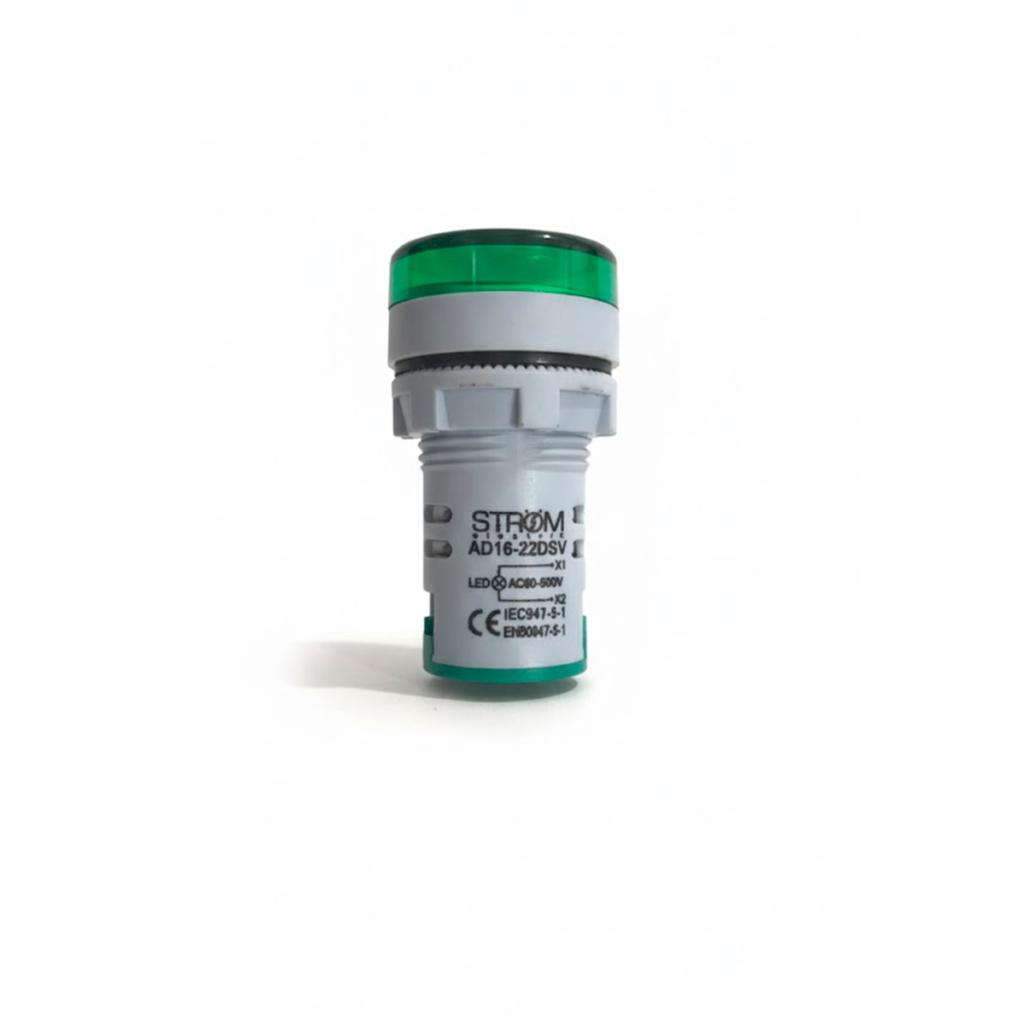 Luz piloto led verde con voltimetro 22mm