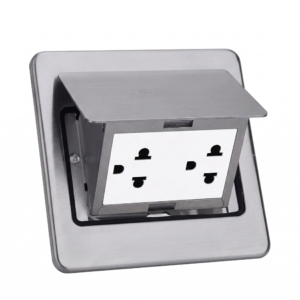 Tomacorriente de piso euroamericano niquelado