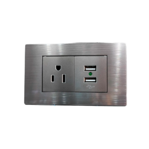 Tomacorriente + usb silver XILED